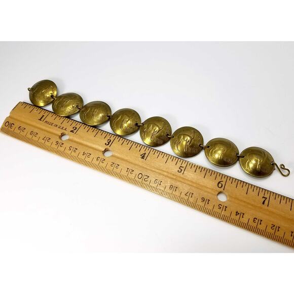 Vintage 1970s Peruvian Coin Bracelet Signed Dated Coins 7.5 Inch Hook Clasp - Picture 3 of 10